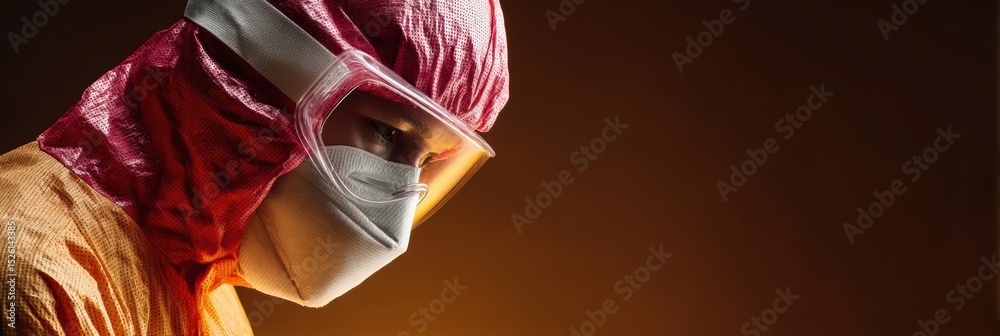 Poster molecular diagnostics expert in full protective gear performing pcr testing with advanced lab equipm
