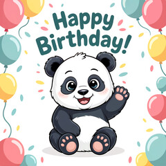 Adorable Panda Birthday Card With