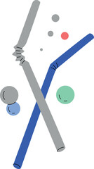 Cocktail Straws and Bubbles Vector Illustration Isolated on Transparent Background