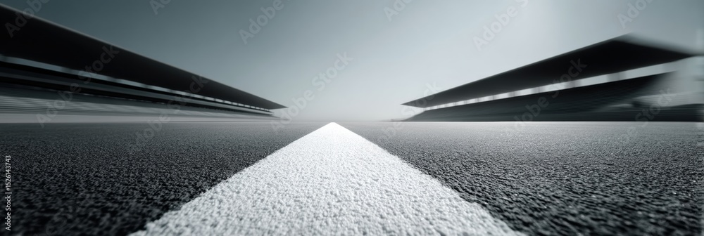 Poster high-speed racing circuit with motion blur effect and finish line markings symbolizing competitive m
