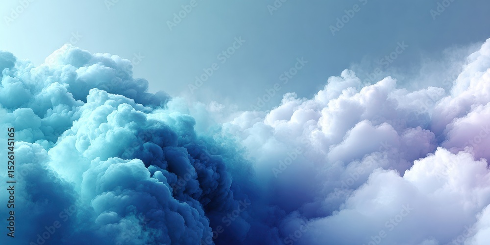 Poster atmospheric haze overlay with soft fog texture and muted steel blue border for sophisticated graphic