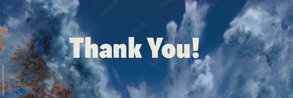 Poster expressive gratitude banner with bold typography and dynamic paint splatter background for creative 