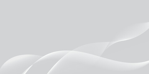 elegant abstract design featuring smooth, flowing white and light gray waves. Luxurious satin wave background with a smooth elegant drape Horizontal gray background for business banner, or backdrop.	