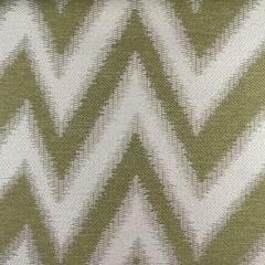 Chevron Pattern Woven Fabric Closeup Detailed Texture Green White Zigzag
