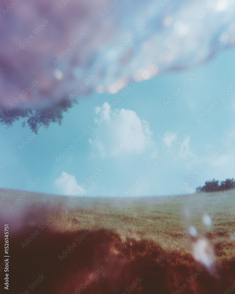 Poster Expansive Park Landscape with Trees and Open Grassy Field under Vast Sky Symbolizing Opportunity and Limitless Futures for Institutional and Branding Use