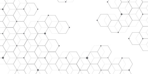 Hexagonal Molecular structure abstract tech network pattern. abstract geometric hexagon with connecting dots and lines. connecting Medical science, technology concept background Vector illustration.	