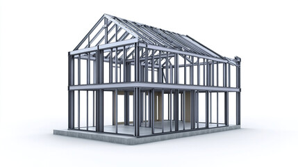 modern steel frame house showcasing lightweight metal framework and open design