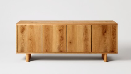 Wooden cabinet with doors and leg supports