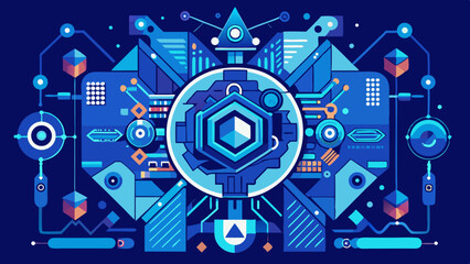 Fototapeta premium Modern Blue Technology Background Abstract High Tech Aesthetic vector