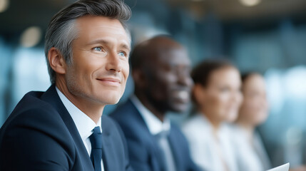 Professional Meeting in a Modern Conference Room with City View