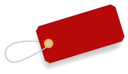 Red price tag with string 3d rendering