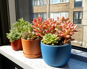 Succulents on windowsill