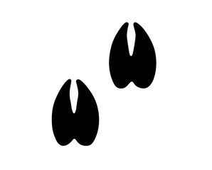 Vector isolated Christmas deer hoof print New Year Santa Claus elf colorless black and white outline silhouette shadow shape stencil solid black