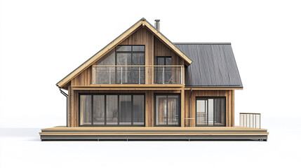 Obraz premium Modern wooden house with sleek design and large windows, perfect for natural light