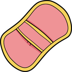 Cartoon Cleaning Sponge Illustration – Soft Pink and Yellow Scrub Tool for Household, Dishwashing, and Surface Cleaning

