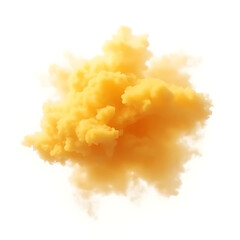 Golden pigment cloud expanding from a central blast point, soft and vibrant textures on white background, modern professional layout 