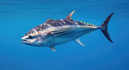 Fototapeta premium Majestic Bluefin Tuna Thunnus Saltwater Fish Open Ocean Powerful Swimmer