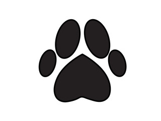 Vector isolated one single simple minimal dog paw print colorless black and white outline silhouette shadow shape stencil solid black