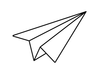 Vector isolated one single simple minimal paper plane toy colorless black and white contour line easy drawing