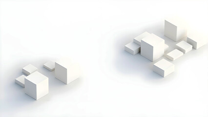 Fototapeta premium Minimalist Geometric Composition White Cubes Arranged on a Clean White Surface