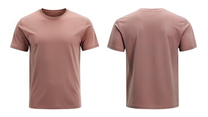 Dusty Rose Round Neck T Shirt Front And Back On White