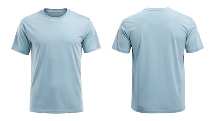 Pale Blue Classic T Shirt Front And Back On White