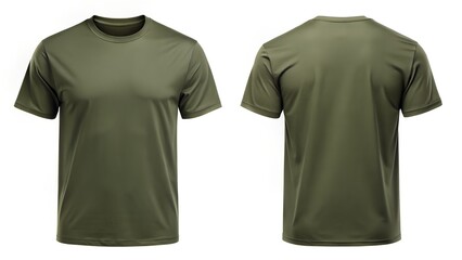 Army Green Classic Fit T Shirt Front And Back On White