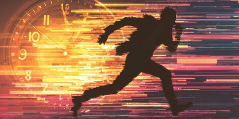 A man is running and the time is 11:10