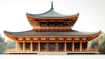 Fototapeta premium Grandiose East Asian Temple Architecture: A Majestic Wooden Structure