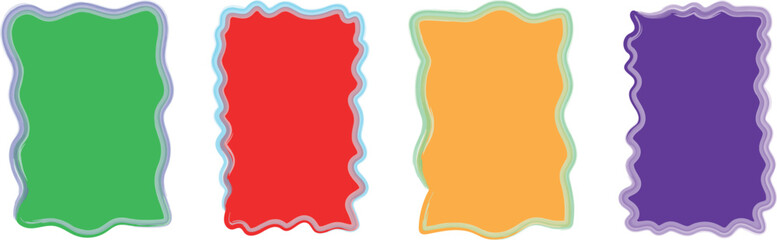 Elegant Rectangular Watercolor Frame with Scalloped Edges – A Graceful Set of Hand-Drawn Wavy Borders in Artistic Outline Style