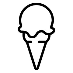 Icono ice cream. Silueta de cono de waffle con bola de helado lineal