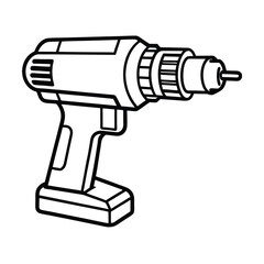 Outline illustration of a cordless power drill ideal for construction and diy projects