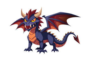 Naklejka premium Intense evil looking dragon in fantasy style vector art illustration