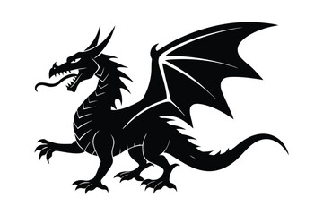 Fototapeta premium Fierce roaring dragon in a battle ready stance vector art illustration