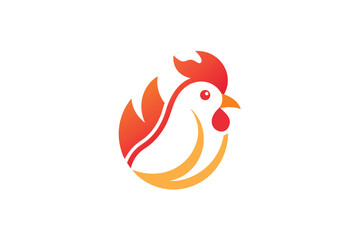 Minimalist chicken logo with modern flat design vector art illustration