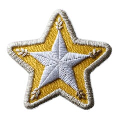 Embroidered yellow star patch with white detailing