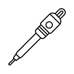 Fototapeta premium Simple black and white line art illustration of a spark plug isolated on white background
