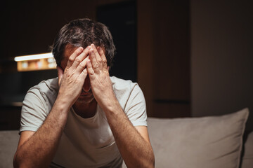 Disappointment, sadness and displeasure. Portrait of frustrated mature adult male.