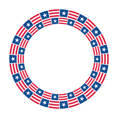Fototapeta premium Circle Frame with Stars and Stripes - July 4th concept. Vector illustration
