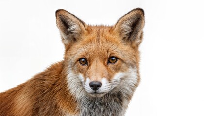 Fototapeta premium Isolated Fox on a Clean White Background in HighResolution PNG Majestic Wildlife Portrait with Pristine Textures and Vivid Clarity, Perfect for Digital Art, Home Decor, or Design Inspiration.