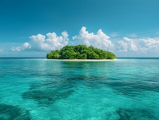 Serene Island Oasis in Vast Ocean