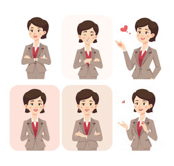 Fototapeta premium Pixel Art Businesswoman Expressions: Retro Digital Character Set for Office, Emotions & Communication