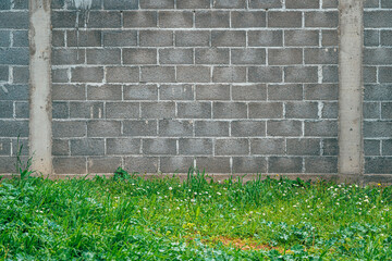 Texture of gray cement block wall pattern