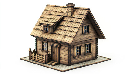 Wooden house model with detailed architecture and charming design