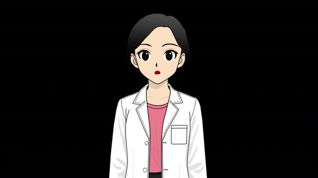 Speaking Character Female Doctor Animation Loop with Transparent Background