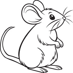 Vector Illustration  innocent mouse line art