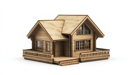 wooden house model showcasing intricate details and warm aesthetic