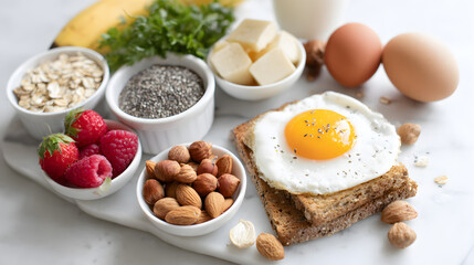 Healthy Breakfast Ingredients Flat Lay Still Life