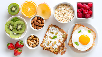 Healthy Breakfast Ingredients Flat Lay Still Life