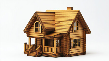 wooden house model showcasing intricate details and warm aesthetic